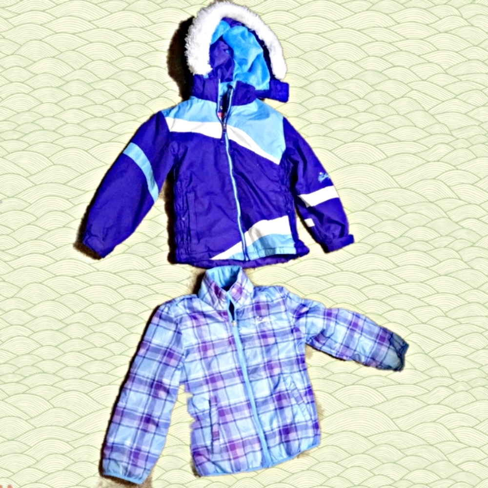 Weatherproof 4 in 1 girls parka like new condition blue purple plaid